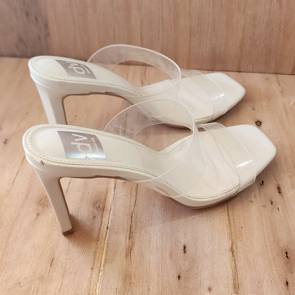 DV by Dolce Vita Cream Heels with Clear Straps Size 8